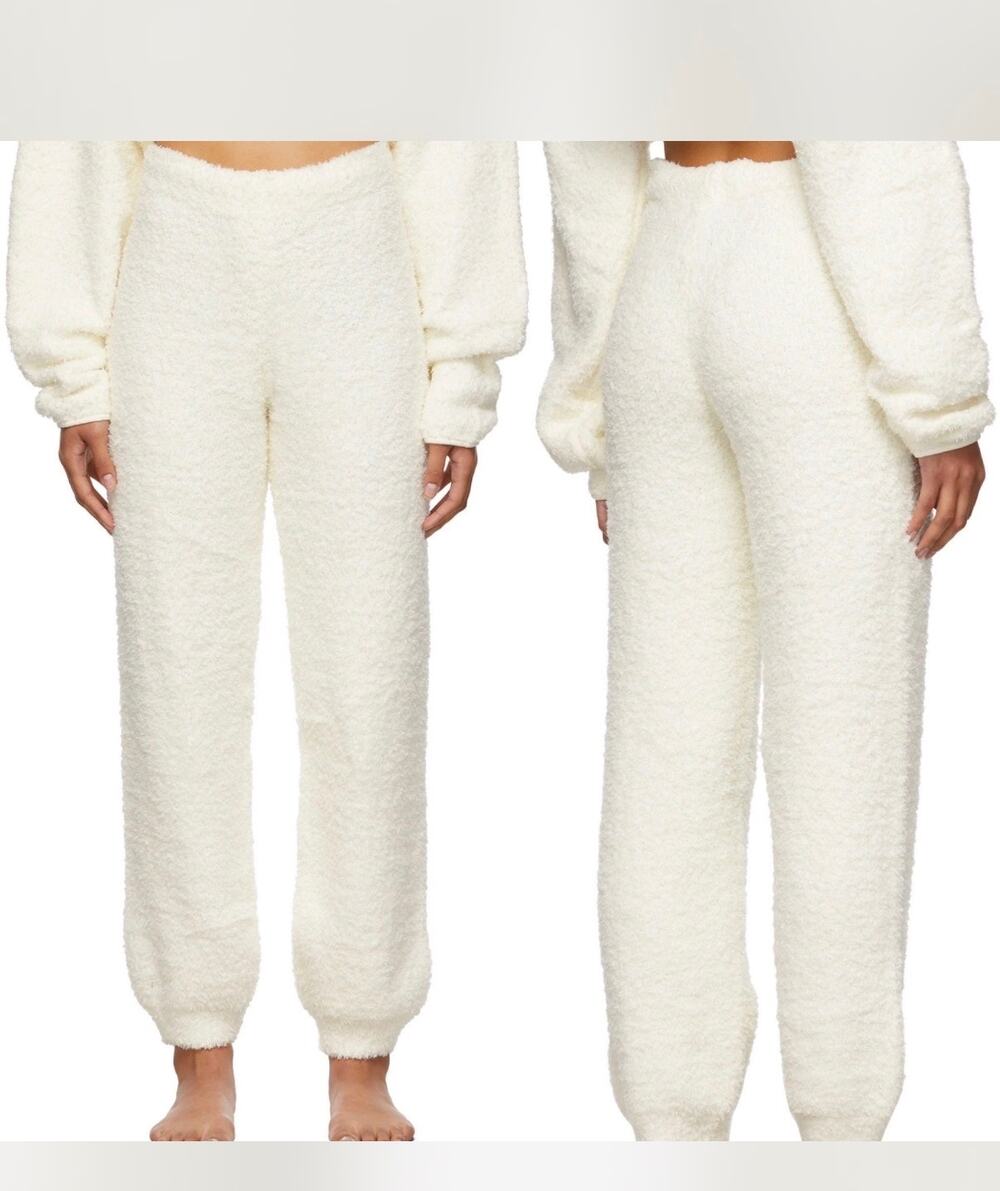SKIMS Cozy Knit Jogger Pants Cream Ivory XXS/XS Fuzzy Plush Lounge